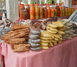 Local products at the market in Marigot