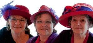 Red Hatters Dana, Lucille and Virginia